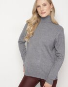 j&x Pulover pe gât Casual Gri din Lână cu Croi Drept Reiselia