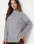 j&x Pulover pe gât Gri deschis cu croială lejeră decorat cu zirconii la decolteu Zintessa