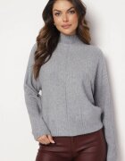 j&x Pulover pe gât Gri deschis cu croială lejeră decorat cu zirconii la decolteu Zintessa