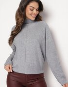 j&x Pulover pe gât Gri deschis cu croială lejeră decorat cu zirconii la decolteu Zintessa
