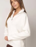 j&x Pulover simplu cu guler înalt din lână cu decolteu cu fermoar Anoti Bej deschis