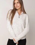 j&x Pulover simplu cu guler înalt din lână cu decolteu cu fermoar Anoti Gri deschis
