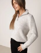 j&x Pulover simplu cu guler înalt din lână cu decolteu cu fermoar Anoti Gri deschis