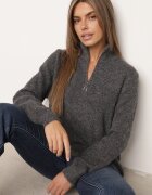 j&x Pulover simplu cu guler înalt din lână cu decolteu cu fermoar Anoti Gri închis
