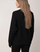 j&x Pulover simplu din lână decorat cu flori din fire de lână Grilena Negru