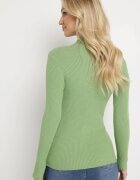 j&x Pulover tip golf Verde din Tricot reiat și cu Decupaj la Decolteu Saare