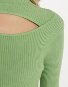 j&x Pulover tip golf Verde din Tricot reiat și cu Decupaj la Decolteu Saare