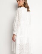 j&x Rochie Ajourată Cloș Albă din Bumbac Edilavia