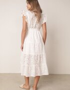 j&x Rochie Ajurată Albă cu Volan cu Croială Cloș Lirvolia