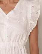 j&x Rochie Ajurată Albă cu Volan cu Croială Cloș Lirvolia