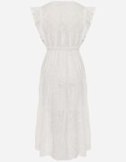 j&x Rochie Ajurată Albă cu Volan cu Croială Cloș Lirvolia