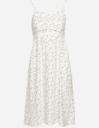 j&x Rochie Alb-Albastră Cloș cu Flori Mici cu bretele subțiri Reteri