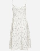 j&x Rochie Alb-Albastră Cloș cu Flori Mici cu bretele subțiri Reteri