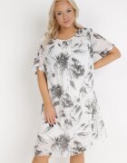 j&x Rochie Alb-Gri din Bumbac Sebaestus