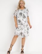 j&x Rochie Alb-Gri din Bumbac Sebaestus