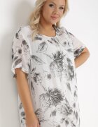 j&x Rochie Alb-Gri din Bumbac Sebaestus
