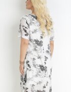 j&x Rochie Alb-Negru de Bumbac Midi Croială Dreaptă Florală Mephelia