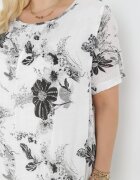 j&x Rochie Alb-Negru de Bumbac Midi Croială Dreaptă Florală Mephelia