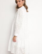 j&x Rochie Albă Ajourată din Bumbac cu croială tip cămașă Ridivania
