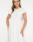 j&x Rochie Albă Cloș cu Legătură la Spate cu Finisaj Ajurat Floranella
