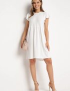 j&x Rochie Albă Cloș cu Legătură la Spate cu Finisaj Ajurat Floranella
