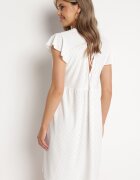 j&x Rochie Albă Cloș cu Legătură la Spate cu Finisaj Ajurat Floranella