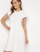 j&x Rochie Albă Cloș cu Legătură la Spate cu Finisaj Ajurat Floranella