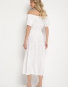 j&x Rochie Albă cu croi evazat cu decolteu barcă Miranea