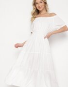 j&x Rochie Albă cu croi evazat cu decolteu barcă Miranea