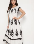 j&x Rochie Albă cu croială spaniolă Decorată cu model oriental Aravine