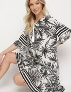 j&x Rochie Albă cu croială tip cutie cu legătură la decolteu cu model floral Mirionela