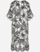 j&x Rochie Albă cu croială tip cutie cu legătură la decolteu cu model floral Mirionela