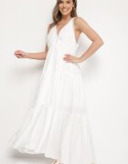 j&x Rochie Albă cu Vâscoză și Model Croșetat Meviellea