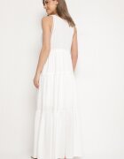 j&x Rochie Albă cu Vâscoză și Model Croșetat Meviellea