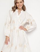 j&x Rochie Albă de bumbac cu palmieri cu legătură Evivirae