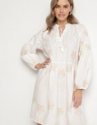 j&x Rochie Albă de bumbac cu palmieri cu legătură Evivirae