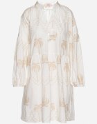 j&x Rochie Albă de bumbac cu palmieri cu legătură Evivirae