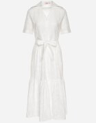 j&x Rochie Albă Din bumbac Ajurată Cu croială tip cămașă Cu curea Divione