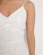 j&x Rochie Albă din bumbac cu bretele subțiri din țesătură brodată cu elastic la spate Nellarae
