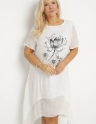 j&x Rochie Albă din Bumbac și Motiv Floral Vareldi