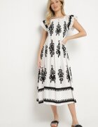 j&x Rochie Albă din vâscoză cu modele ornamentale cu croi evazat Divessa