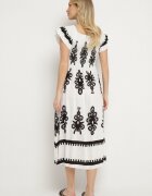 j&x Rochie Albă din vâscoză cu modele ornamentale cu croi evazat Divessa