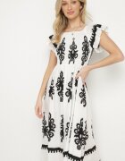j&x Rochie Albă din vâscoză cu modele ornamentale cu croi evazat Divessa