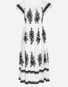 j&x Rochie Albă din vâscoză cu modele ornamentale cu croi evazat Divessa