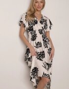 j&x Rochie Albă din viscoză cu croială evazată și decolteu petrecut Morgassa