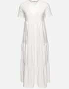 j&x Rochie Albă Evazată cu Mânecă Scurtă și Broderii Decorative Guletta