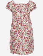 j&x Rochie Albă-Roșie din Viscoză cu flori tip spaniolă cu elastic în talie Revemia