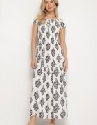 j&x Rochie Albă Spaniolă cu Model Ornamental cu Viscoză Orrionna