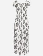j&x Rochie Albă Spaniolă cu Model Ornamental cu Viscoză Orrionna
