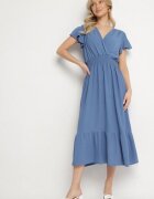 j&x Rochie Albastră cu croi evazat cu decolteu petrecut și elastic în talie Reiliana